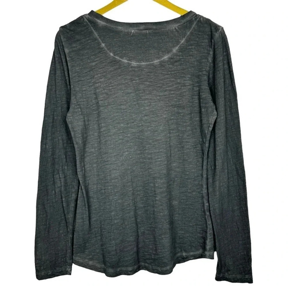 Free People Sequin Henley Top Medium Wash Gray Long Sleeve V-Neck Fairy Grunge - Picture 3 of 8